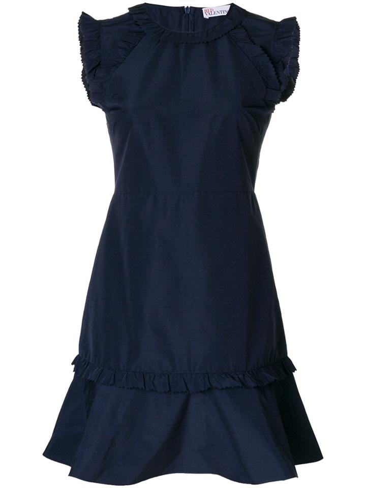 Red Valentino Taffeta Frill Detail Dress - Blue