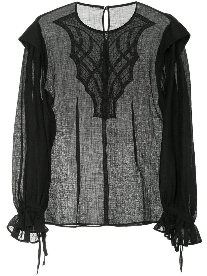 Muller Of Yoshiokubo Zaja Embroidered Flared Blouse - Black