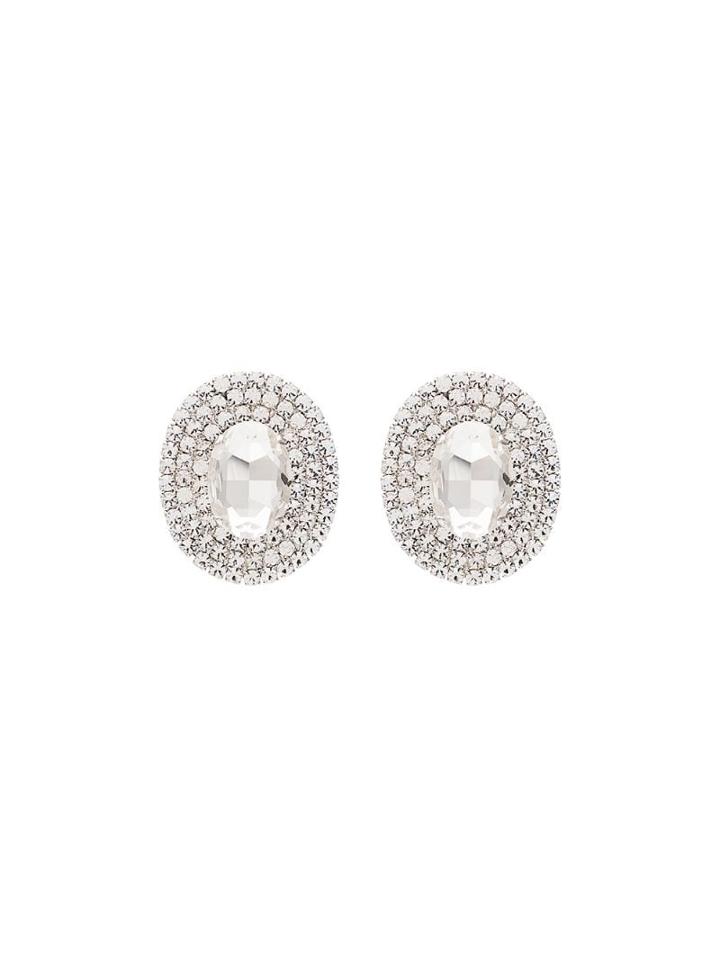 Alessandra Rich Oval Embellished Earrings - Metallic