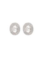 Alessandra Rich Oval Embellished Earrings - Metallic