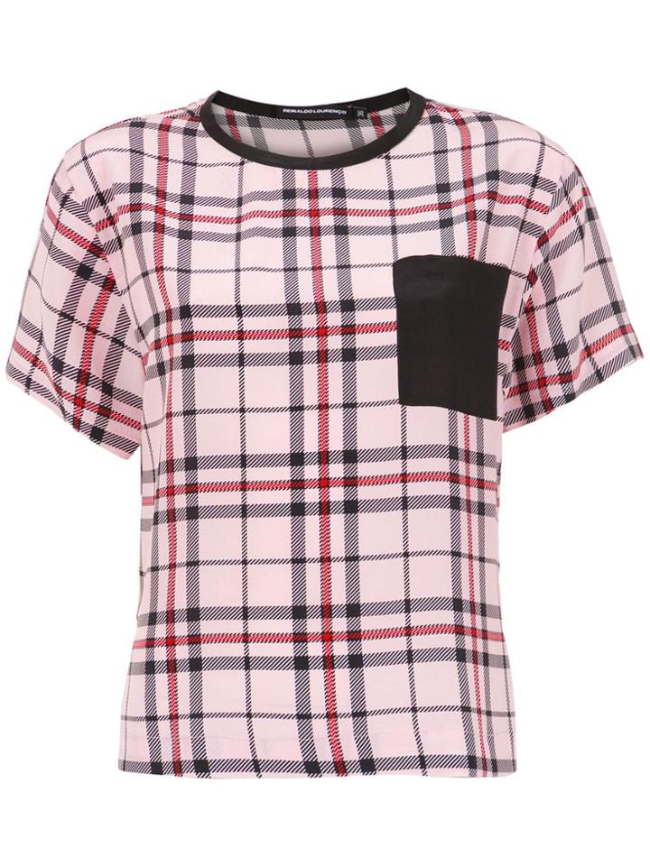 Reinaldo Lourenço Check Silk T-shirt - Pink & Purple