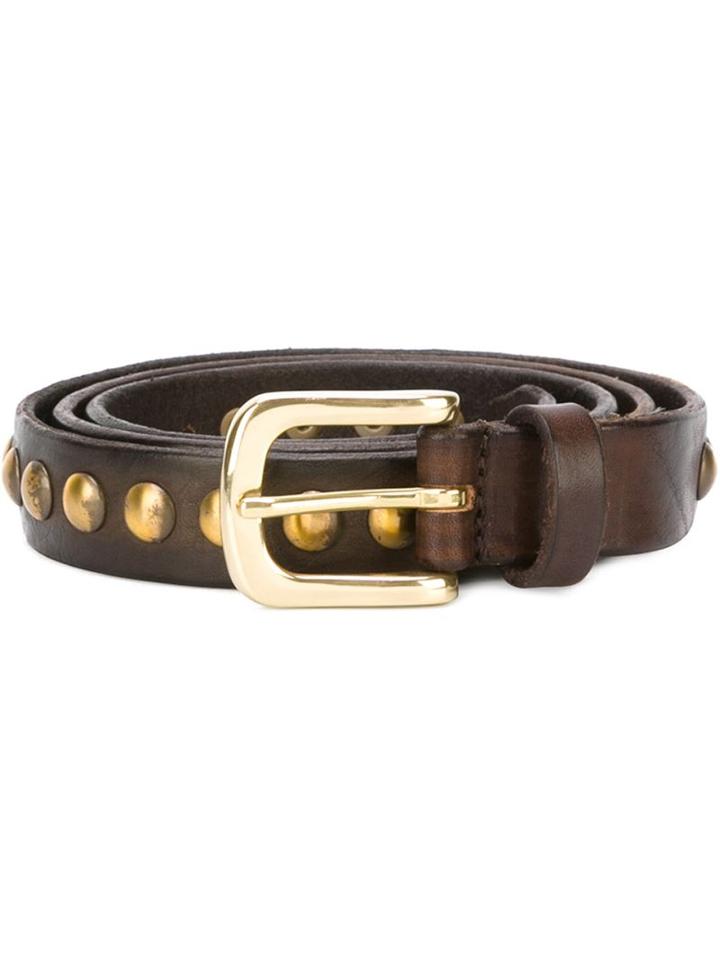 Eleventy Studded Buckled Belt, Men's, Size: 100, Brown, Leather
