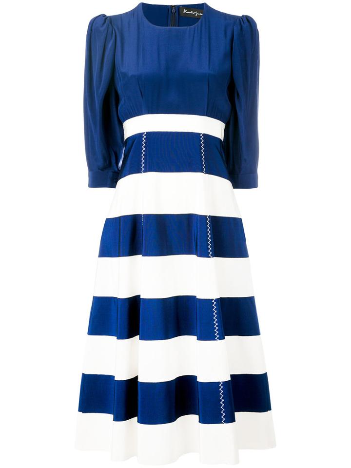 Rossella Jardini - Striped Panel Dress - Women - Cotton/viscose - 44, White, Cotton/viscose