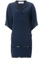 Gianluca Capannolo V Neck Flared Dress - Blue