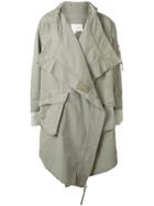 Greg Lauren Asymmetric Belted Denim Coat - Green