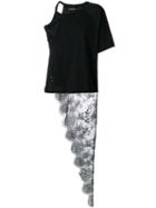Filles A Papa Penny Distressed Lace T-shirt, Women's, Size: 3, Black, Cotton/polyamide