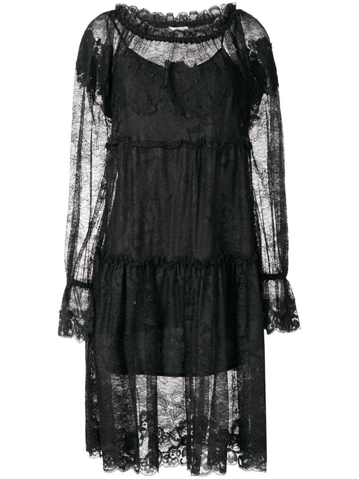 Gold Hawk Lace Midi Dress - Black