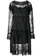 Gold Hawk Lace Midi Dress - Black