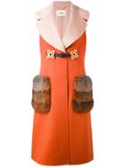 Fendi Fur-trimmed Embellished Gilet - Yellow & Orange