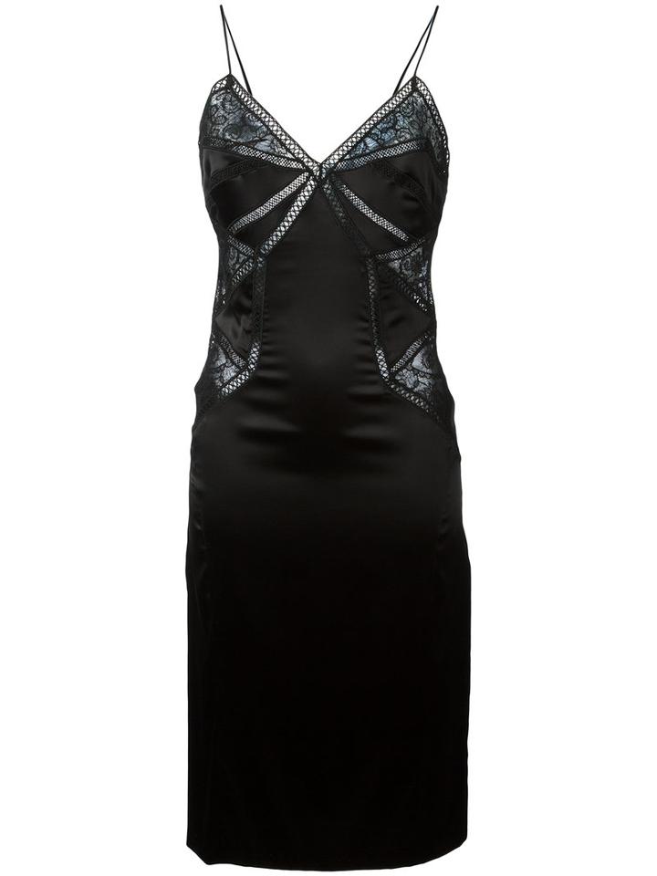 Ermanno Scervino - Midi Cami Dress - Women - Silk/polyester/spandex/elastane/viscose - 42, Black, Silk/polyester/spandex/elastane/viscose