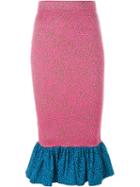 House Of Holland Pufferfish Frill Pencil Skirt, Women's, Size: 8, Pink/purple, Nylon/polyester/polyurethane