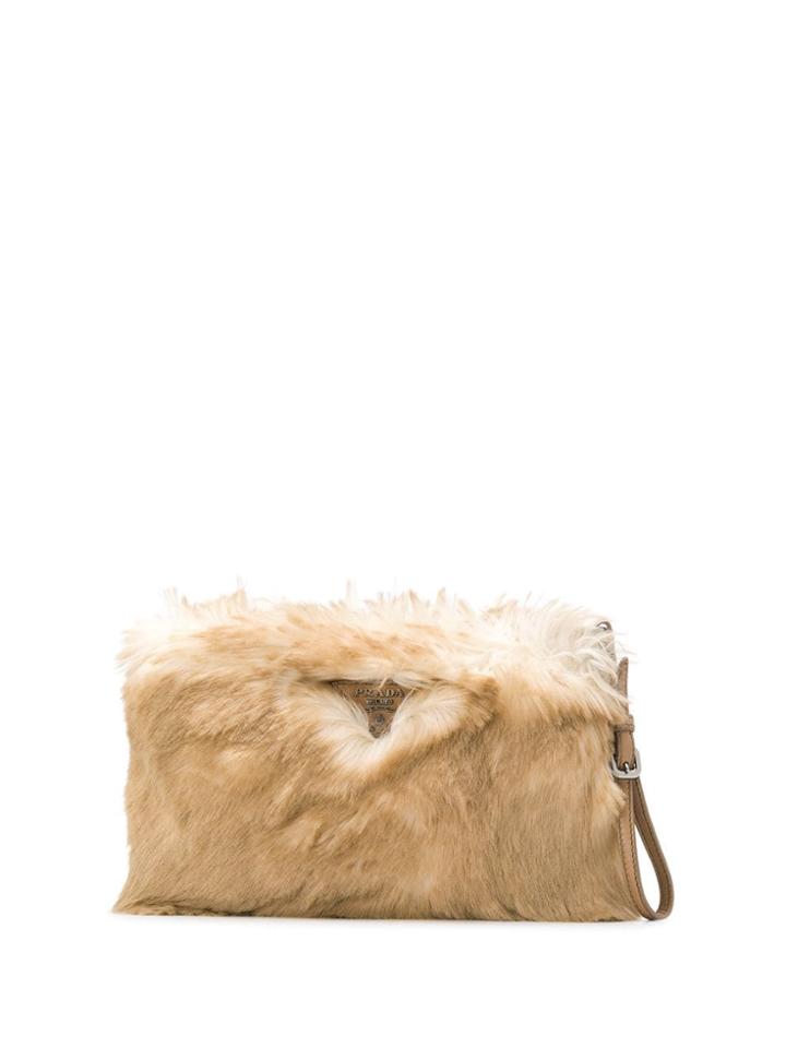 Prada Pre-owned 2000's Logo Patch Clutch - Neutrals