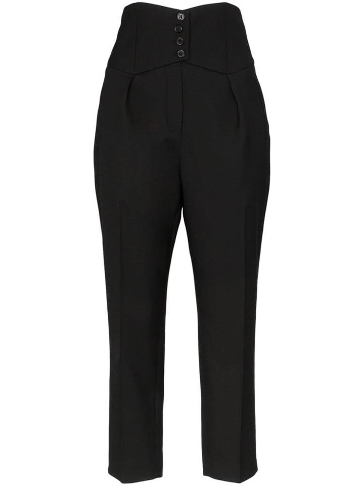 Saint Laurent High-waisted Tailored Cropped Wool Trousers - Black