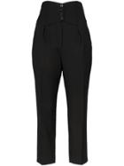 Saint Laurent High-waisted Tailored Cropped Wool Trousers - Black