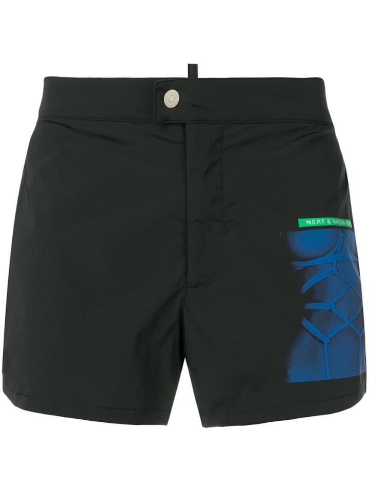 Dsquared2 Printed Patch Swimshorts - Black