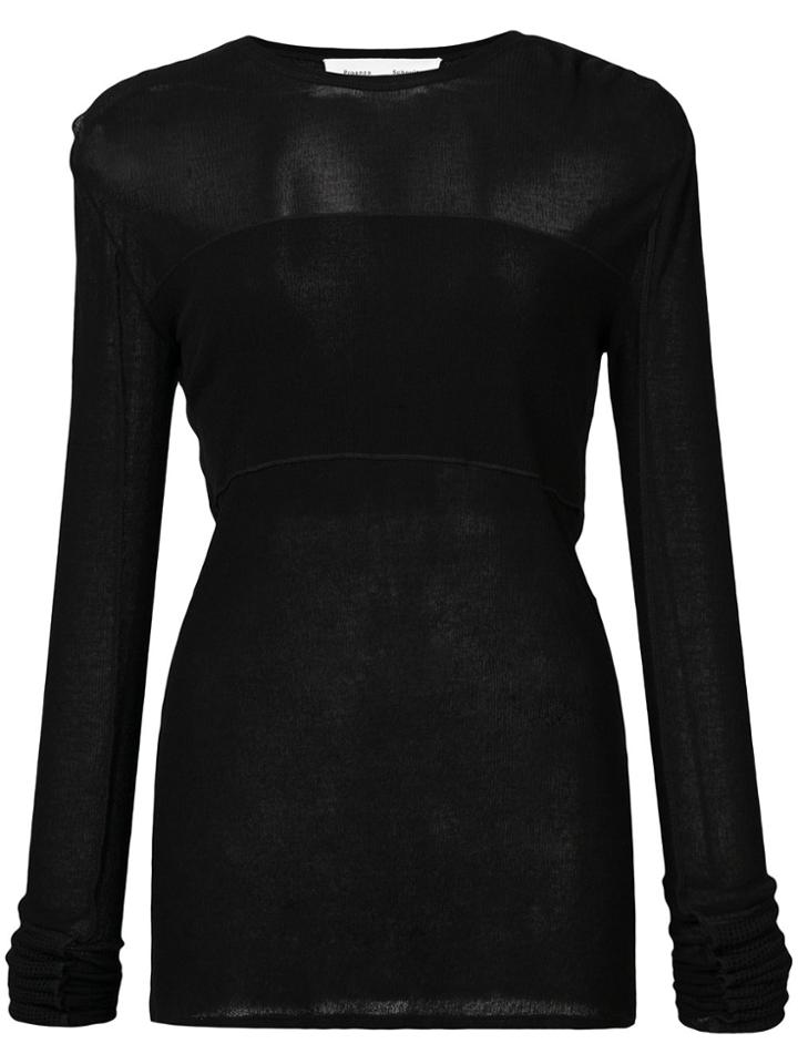 Proenza Schouler Pswl Paneled Gauze Top - Black