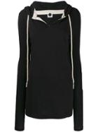 Bassike Longline Drawstring Hoodie - Black