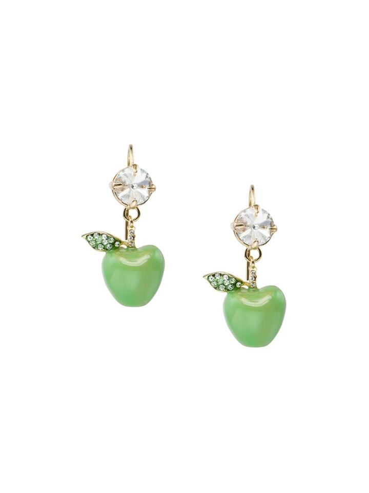 Miu Miu Crystal-embellished Apple Earrings - Metallic