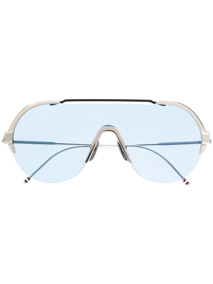 Thom Browne Eyewear Silver & Navy Sunglasses - Metallic