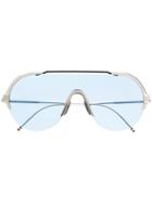 Thom Browne Eyewear Silver & Navy Sunglasses - Metallic