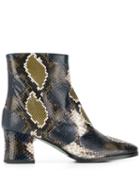 Paola D'arcano Embossed Ankle Boots - Green