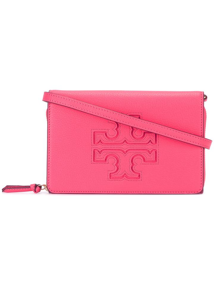 Tory Burch - Logo Front Cross Body Bag - Women - Calf Leather - One Size, Women's, Pink/purple, Calf Leather