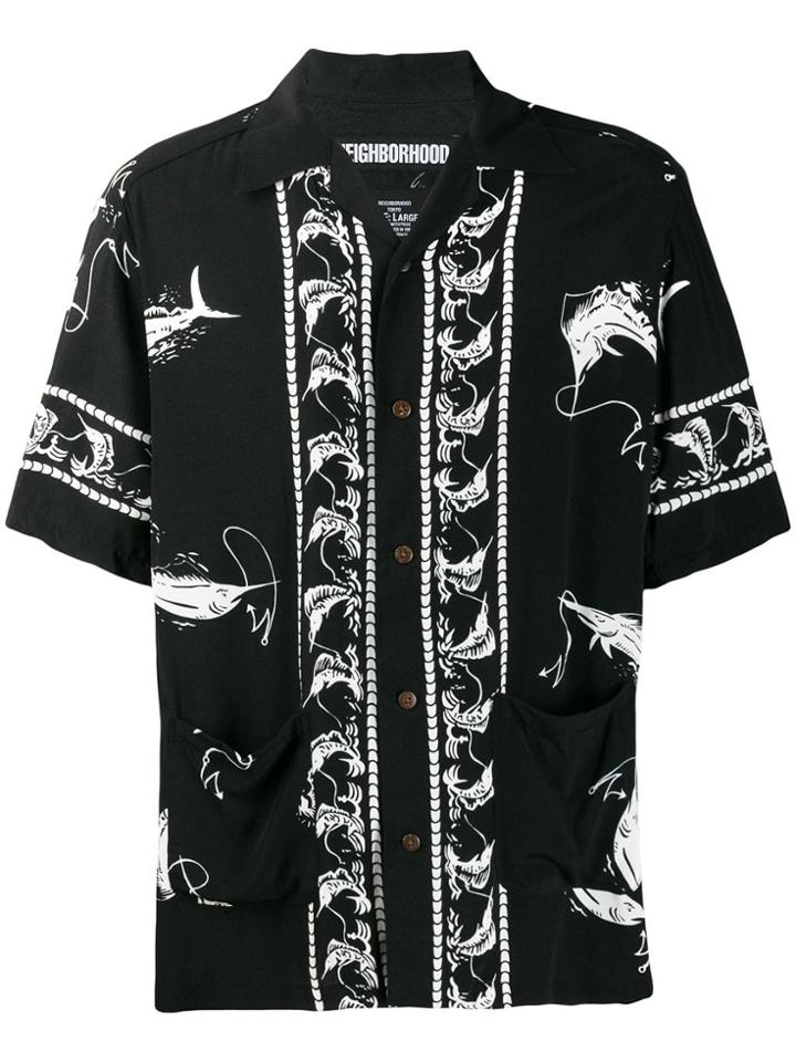 Neighborhood Swordfish Print Shirt - Black