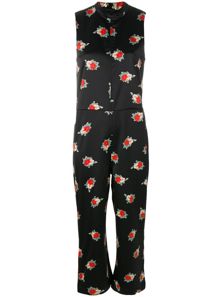 Ganni High Neck Printed Jumpsuit - Black