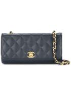 Chanel Pre-owned Quilted Cc Single Chain Shoulder Bag - Blue
