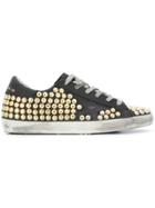 Golden Goose Deluxe Brand Gold-tone Studded Superstar Trainers - Black
