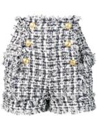 Balmain Knitted Button Up Shorts - Blue