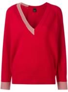 Pinko Colour Block V-neck Sweater - Red