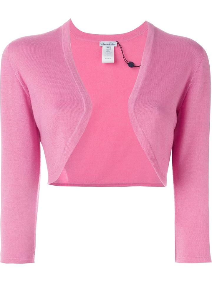 Oscar De La Renta Three-quarter Sleeve Bolero, Women's, Size: Small, Pink/purple, Silk/cashmere