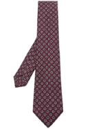 Kiton Geometric Pattern Tie - Pink & Purple