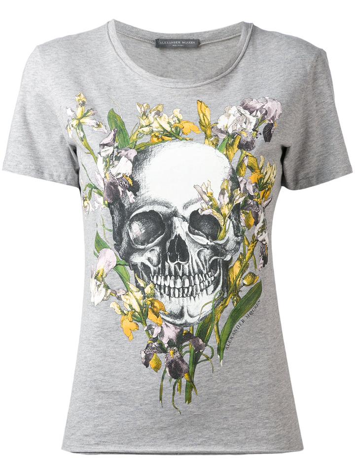 Alexander Mcqueen - Skull Print T-shirt - Women - Cotton - 38, Grey, Cotton