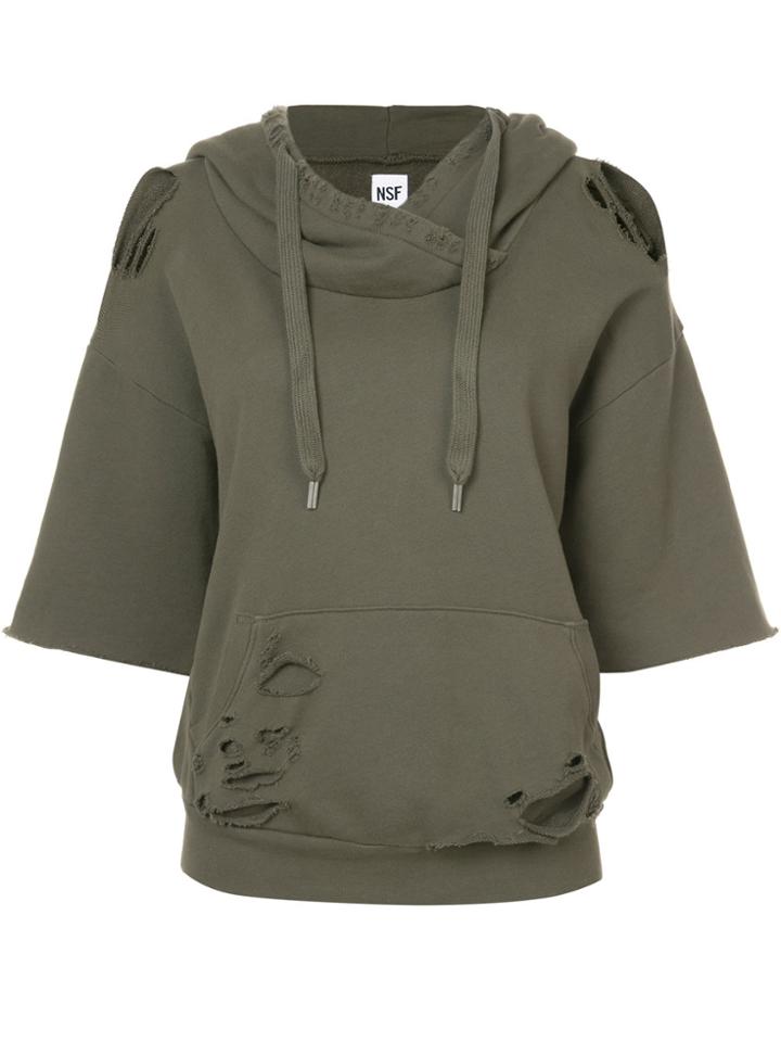 Nsf Distressed Hooded Top - Grey