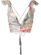 Zimmermann - Floral Print Cropped Top - Women - Cotton/linen/flax - 2, Blue, Cotton/linen/flax