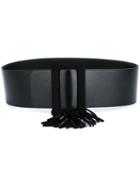 Saint Laurent Tasseled Waist Belt, Women's, Size: 75, Black, Leather