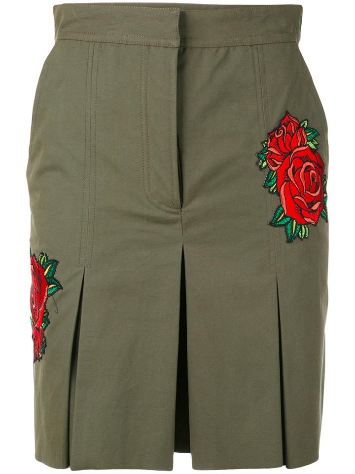 Each X Other - Rose Embroidered Khaki Shorts - Women - Cotton - M, Green, Cotton
