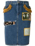 Jeremy Scott Patchwork Denim Skirt - Blue
