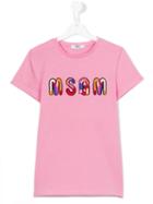 Msgm Kids - Logo Print T-shirt - Kids - Cotton - 14 Yrs, Pink/purple