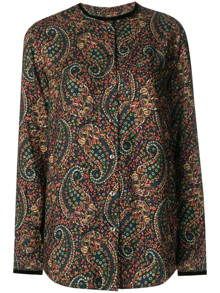 A.p.c. Paisley Print Mandarin Collar Shirt - Black