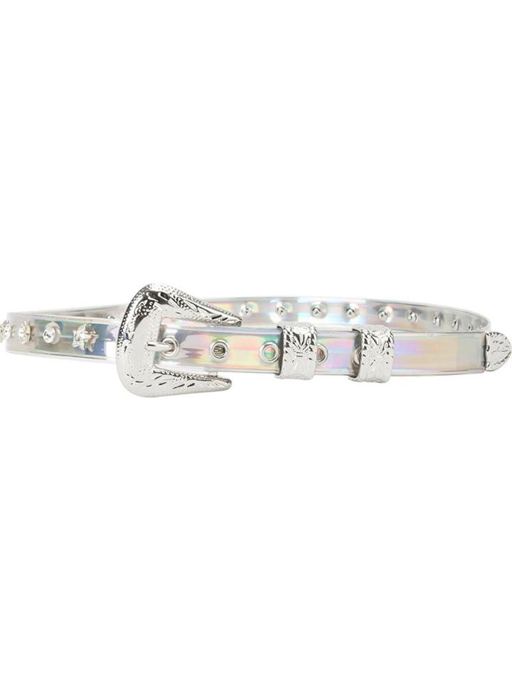 Faith Connexion Iridescent Thin Belt, Women's, Size: S, Grey, Brass/plastic