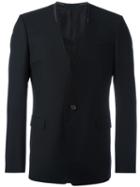 Lanvin Collarless Stitch Accented Blazer, Men's, Size: 48, Black, Wool/mohair/cupro