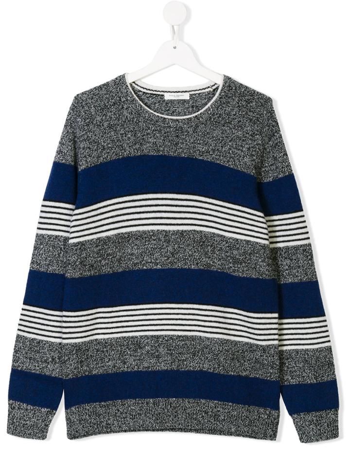 Paolo Pecora Kids Teen Striped Jumper - Black