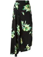 Proenza Schouler Asymmetric Floral Skirt, Women's, Size: 6, Black, Silk