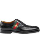 Gucci Leather Lace-up With Bee Web - Black