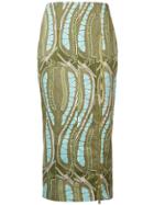 Sophie Theallet Leaf Print Fitted Skirt - Green