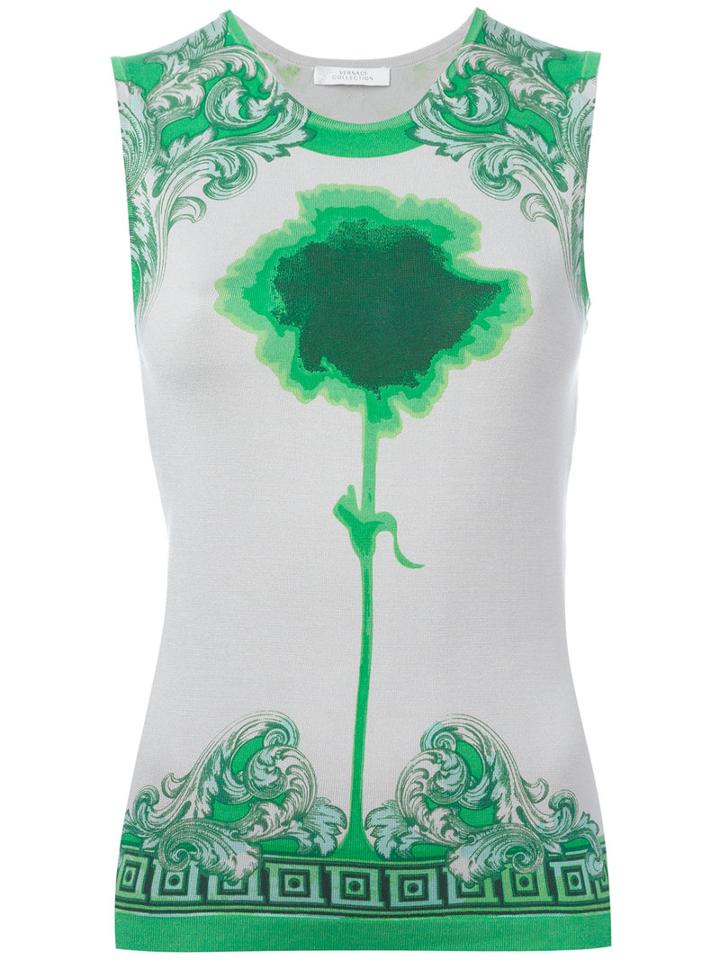 Versace Collection - Neon Print Slim-fit Tank - Women - Silk/spandex/elastane - 42, Women's, Green, Silk/spandex/elastane