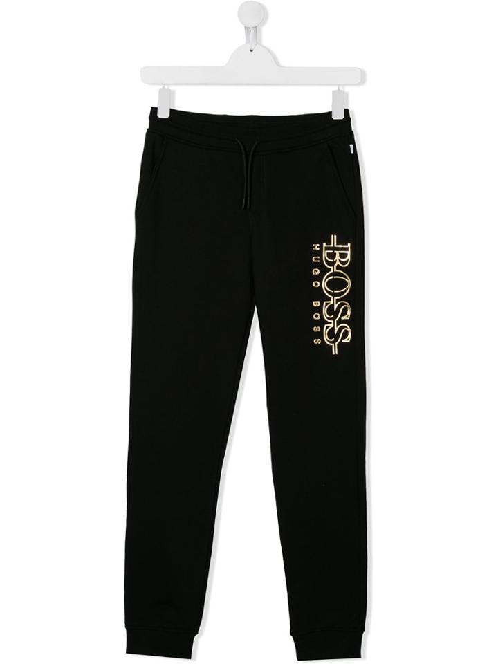 Boss Kids Teen Logo Print Track Pants - Black